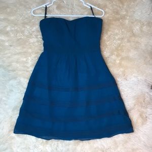 Blue strapless dress